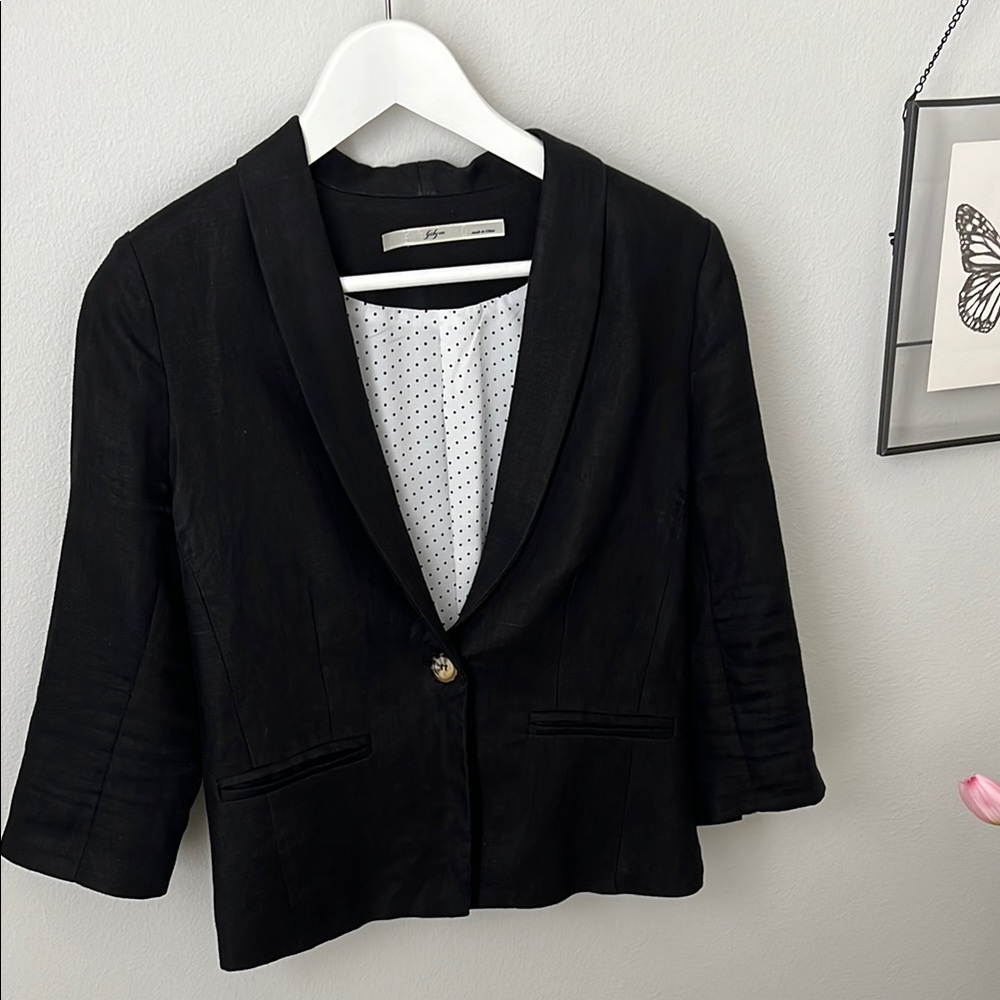 Black Linen Women's Blazer